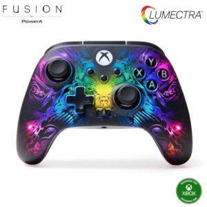 powera fusion pro wireless gaming controller with lumectra for xbox series x/s, xbox one, pc, windows 10/11 with ghost rgb led lighting, black (officially licensed